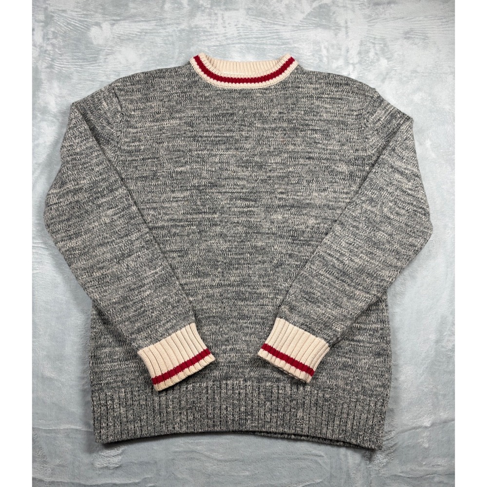 Bruzer Built Apparel Sweater Men M Gray 100% Cotton Varsity Stripe Retro Preppy